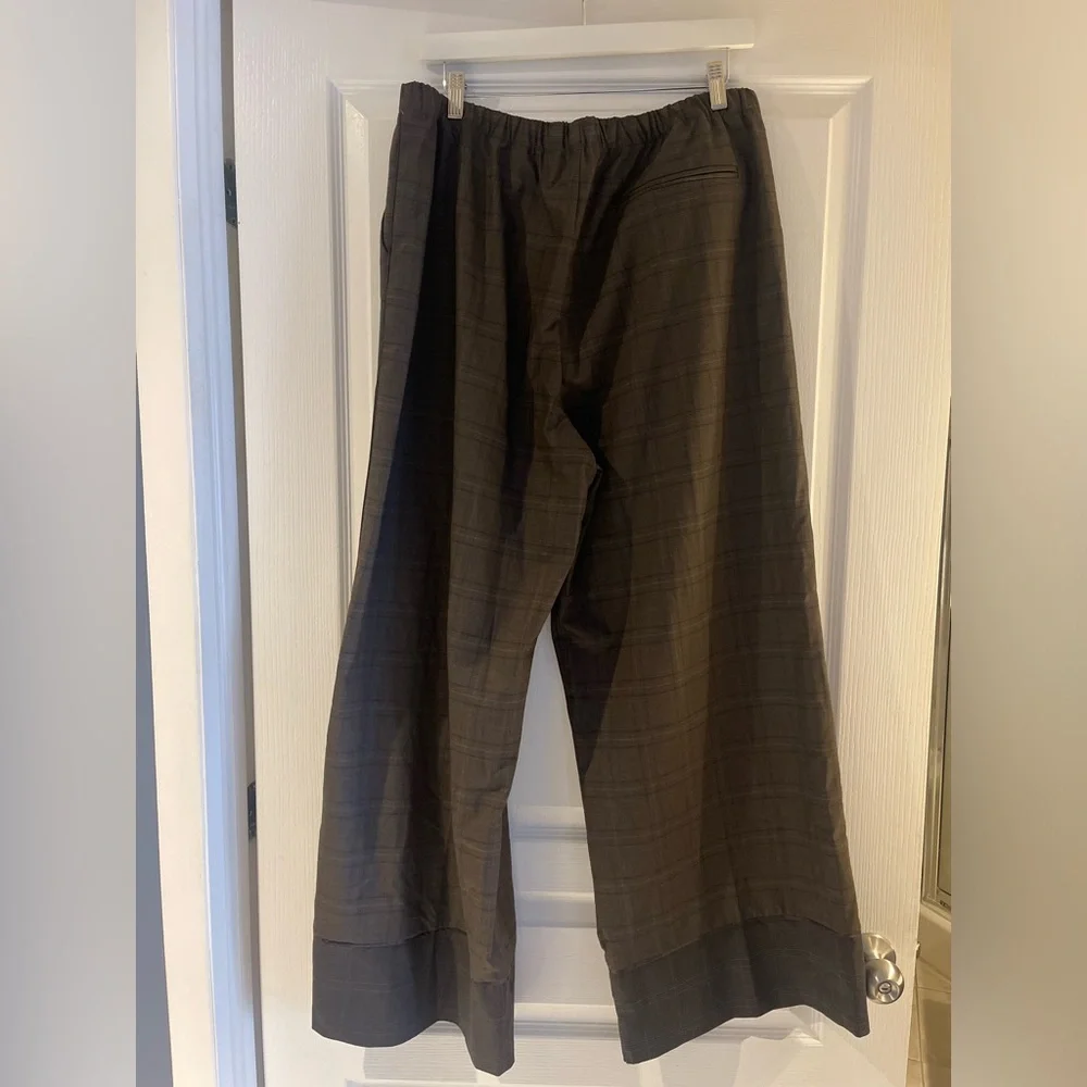 Zara Wide Leg Plaid Pants in Dark Brown - Picture 3 of 5